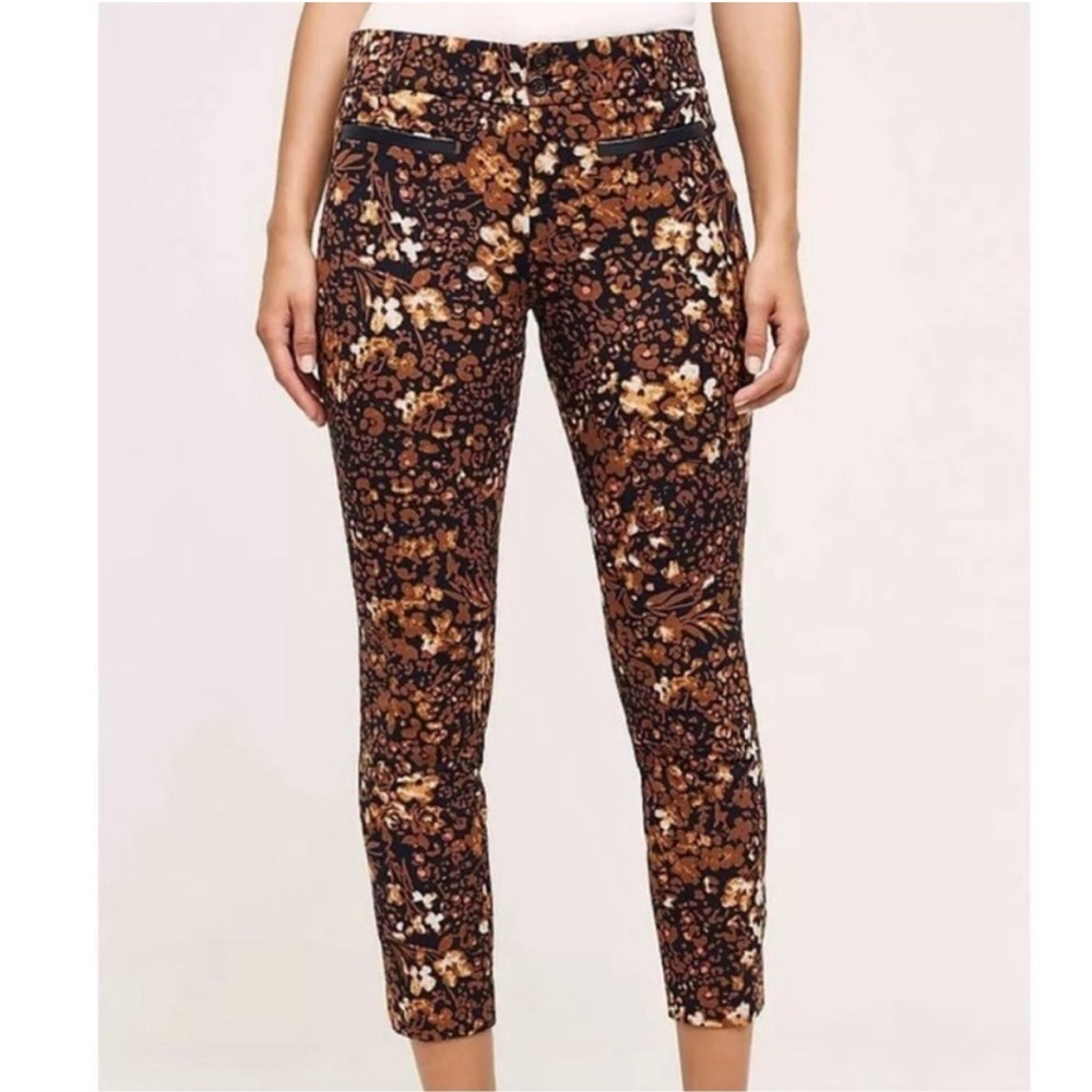 Anthropologie Floral Skinny Pants - Brown and Black
